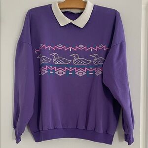Vintage purple sweatshirt with ducks